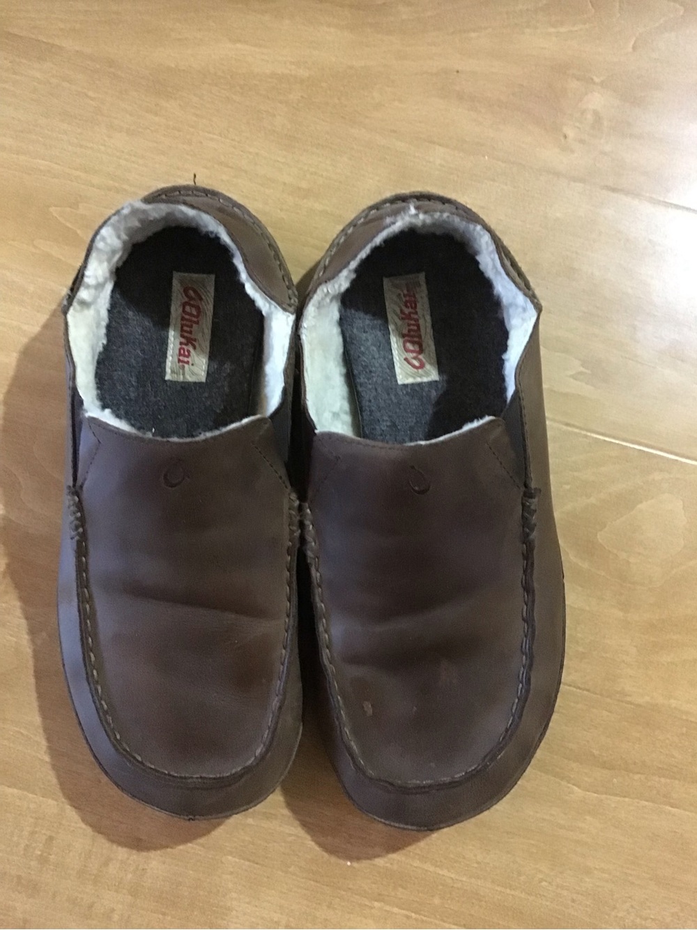 OluKai Moloa Nubuck Leather w/ Sheep Shearling-Lined Slip-On Loafers
